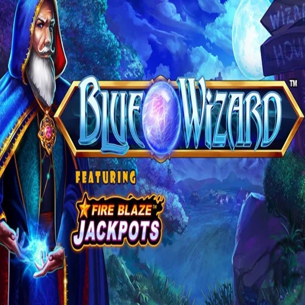 Slots logo of Blue Wizard Fire Blaze Jackpots from Rarestone Gaming at VipLuck Casino