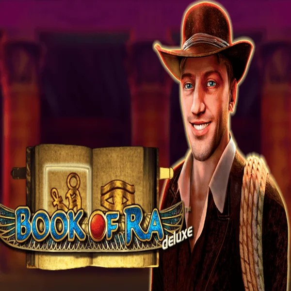 Book of Ra Deluxe by Novomatic, showcased at vipluckcasino.eu.com – game logo