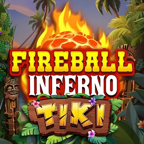 Fireball Inferno Tiki slot logo by NetEnt at VipLuck Casino