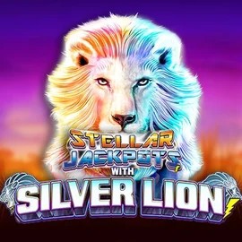 Logo of Stellar Jackpots with Silver Lion from Lightning Box Game at VipLuck Casino
